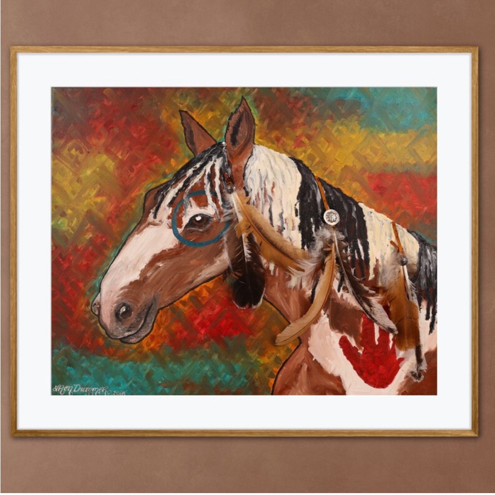 Native American Paint Horse Art Print Oil Painting Western Ranch Cowboy Decor
